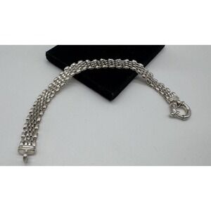 Designer Milor Italy 925 Sterling Silver Basket Panther Link Bracelet 8" 10mm